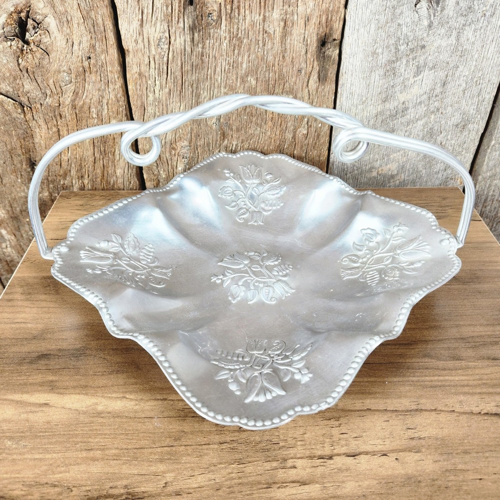 Vintage‎ Hammered Aluminum Basket Tray